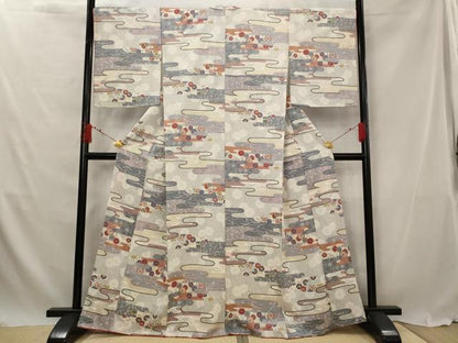 平和屋着物■上質な小紋 エ霞花文 金彩 正絹 逸品 AABG2961st