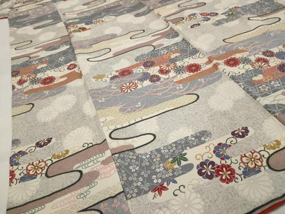 平和屋着物■上質な小紋 エ霞花文 金彩 正絹 逸品 AABG2961st