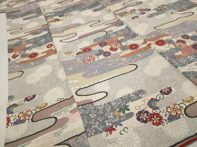 平和屋着物■上質な小紋 エ霞花文 金彩 正絹 逸品 AABG2961st