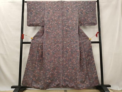平和屋着物■上質な小紋　草花づくし　正絹　逸品　AABG2966st