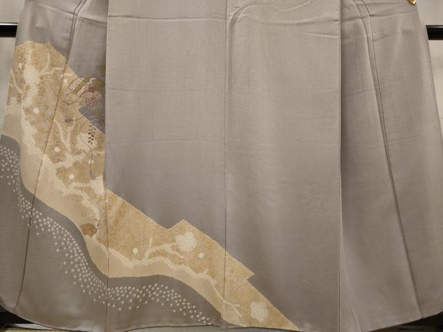 平和屋着物■中国三大刺繍　汕頭刺繍　スワトウ刺繍　相良刺繍　訪問着　絞り　扇面花文　金糸　金彩　正絹　逸品　AABG2967st