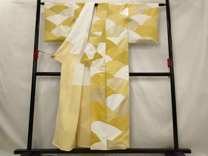 平和屋着物■上質な小紋　青海波文　銀彩　正絹　逸品　AABG2971st