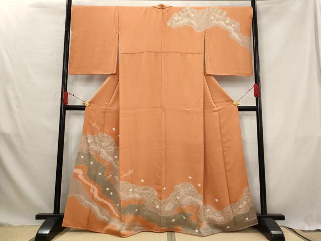 平和屋着物■訪問着　絞り　刺繍　道長花文　金糸　金彩　正絹　逸品　AABG2975st
