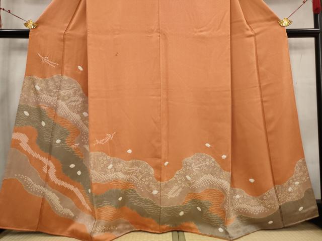 平和屋着物■訪問着　絞り　刺繍　道長花文　金糸　金彩　正絹　逸品　AABG2975st