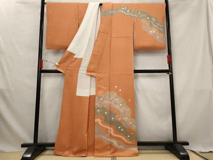 平和屋着物■訪問着　絞り　刺繍　道長花文　金糸　金彩　正絹　逸品　AABG2975st