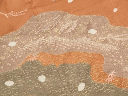 平和屋着物■訪問着　絞り　刺繍　道長花文　金糸　金彩　正絹　逸品　AABG2975st