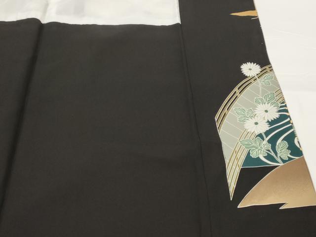 平和屋着物■豪華黒留袖　飛鶴梅松文　暈し染め　金彩　正絹　逸品　AABG2977st
