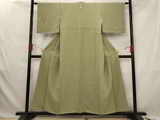 平和屋着物■上質な色無地　紋意匠　根岸色　正絹　逸品　未使用　AABG2978st