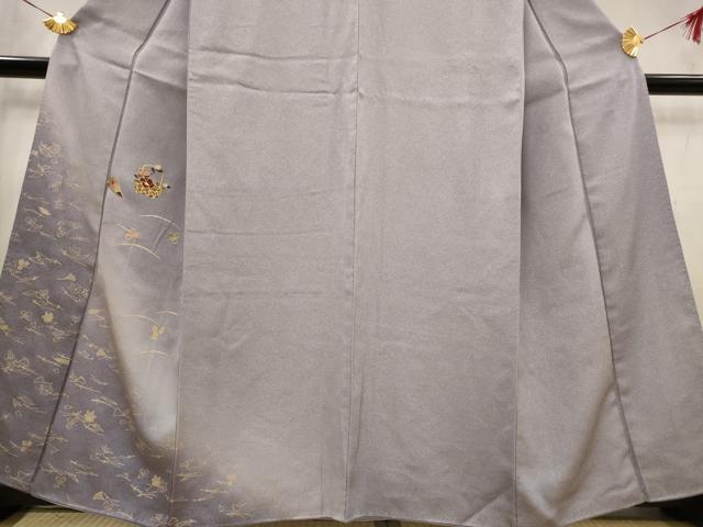 平和屋着物■訪問着　扇花文　松葉文　暈し染め　金彩　正絹　逸品　AABG2980st