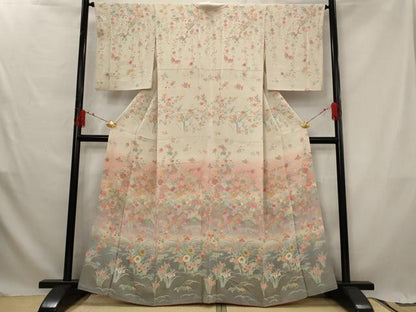 平和屋着物■訪問着　花蝶文　暈し染め　正絹　逸品　AABG2983st