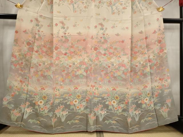 平和屋着物■訪問着　花蝶文　暈し染め　正絹　逸品　AABG2983st