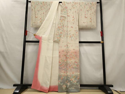 平和屋着物■訪問着　花蝶文　暈し染め　正絹　逸品　AABG2983st
