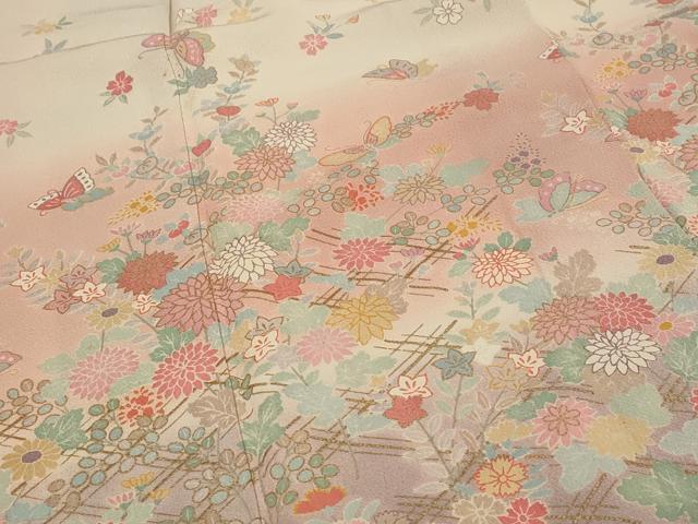 平和屋着物■訪問着　花蝶文　暈し染め　正絹　逸品　AABG2983st
