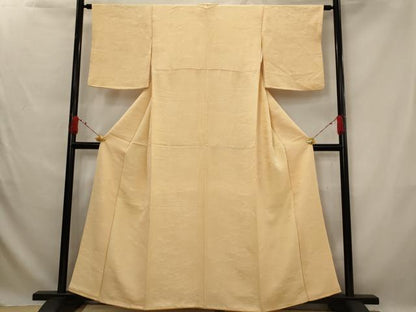 平和屋着物■上質な色無地　雲取り地紋　雄黄色　正絹　逸品　AABG2988st