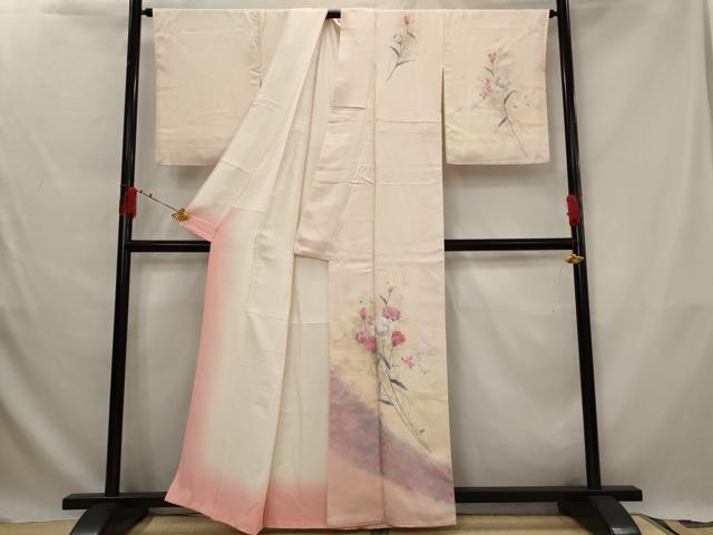平和屋着物■訪問着　草花文　暈し染め　金銀彩　正絹　逸品　AABG2989st