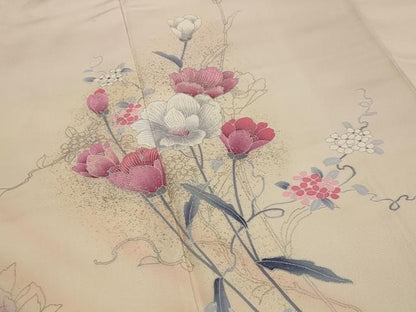 平和屋着物■訪問着　草花文　暈し染め　金銀彩　正絹　逸品　AABG2989st