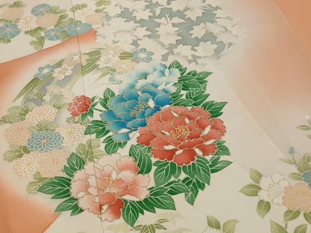 平和屋着物■訪問着　花丸文　暈し染め　金彩　正絹　逸品　未使用　AABG2992st