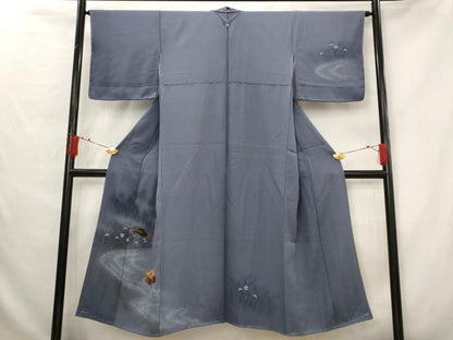 平和屋着物■訪問着　手描き　文箱花文　暈し染め　金彩　正絹　逸品　未使用　AABG2996st