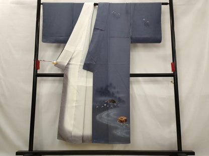 平和屋着物■訪問着　手描き　文箱花文　暈し染め　金彩　正絹　逸品　未使用　AABG2996st
