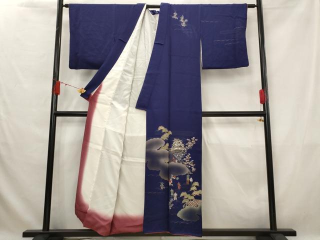 平和屋着物■訪問着　人物風景文　暈し染め　金彩　正絹　逸品　AABG3000st