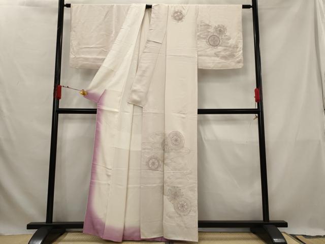 平和屋着物■中国三大刺繍　相良刺繍　訪問着　流水花絵皿文　銀糸　正絹　逸品　AABG3001st
