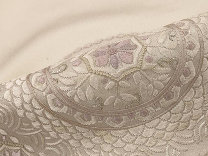 平和屋着物■中国三大刺繍　相良刺繍　訪問着　流水花絵皿文　銀糸　正絹　逸品　AABG3001st