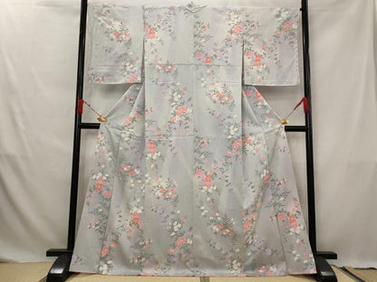 平和屋着物■上質な小紋　草花文　暈し染め　正絹　逸品　AABG3004st