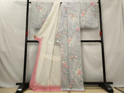 平和屋着物■上質な小紋　草花文　暈し染め　正絹　逸品　AABG3004st
