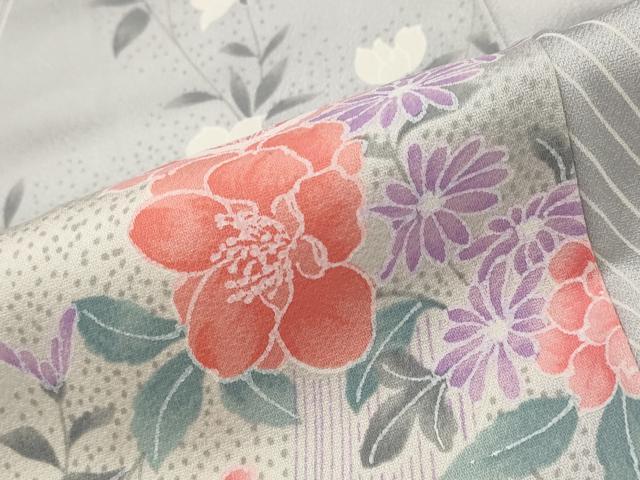 平和屋着物■上質な小紋　草花文　暈し染め　正絹　逸品　AABG3004st