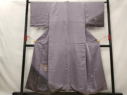 平和屋着物■中国三大刺繍 スワトウ刺繍 汕頭刺繍 訪問着 地紙花文 暈し染め 金糸 金彩 正絹 逸品 AABG3005st
