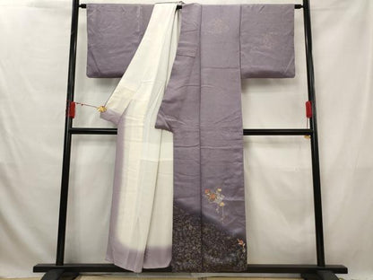 平和屋着物■中国三大刺繍 スワトウ刺繍 汕頭刺繍 訪問着 地紙花文 暈し染め 金糸 金彩 正絹 逸品 AABG3005st