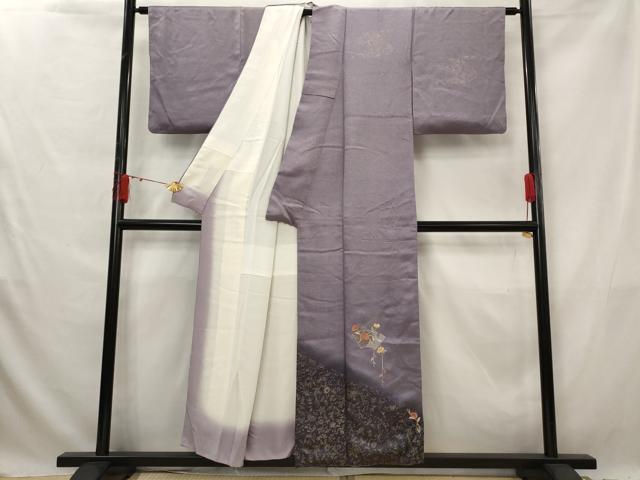 平和屋着物■中国三大刺繍 スワトウ刺繍 汕頭刺繍 訪問着 地紙花文 暈し染め 金糸 金彩 正絹 逸品 AABG3005st