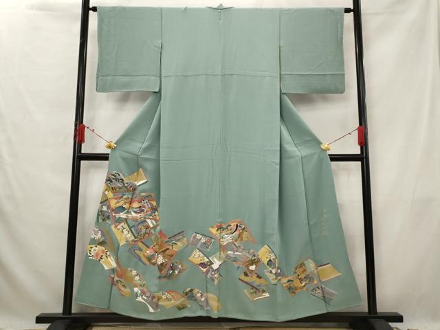 平和屋着物■千家十色塗師十三代　中村宗哲　雪間乃草　色留袖　冊子人物花文　金彩　正絹　逸品　AABG3009st