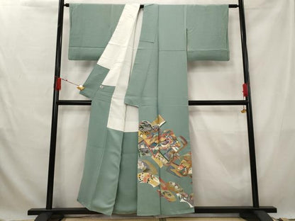 平和屋着物■千家十色塗師十三代　中村宗哲　雪間乃草　色留袖　冊子人物花文　金彩　正絹　逸品　AABG3009st