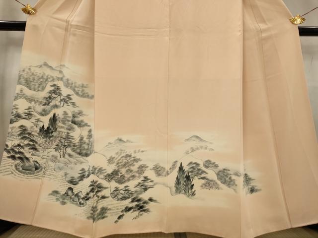 平和屋着物■訪問着　手描き　風景文　暈し染め　正絹　逸品　AABG3010st