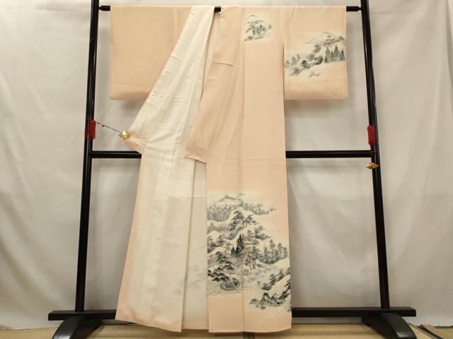 平和屋着物■訪問着　手描き　風景文　暈し染め　正絹　逸品　AABG3010st