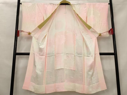 平和屋着物■長襦袢　無双仕立て　舞花地紋　暈し染め　半衿刺繍　正絹　逸品　AABG3011st