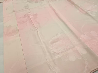平和屋着物■長襦袢　無双仕立て　舞花地紋　暈し染め　半衿刺繍　正絹　逸品　AABG3011st