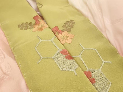 平和屋着物■長襦袢　無双仕立て　舞花地紋　暈し染め　半衿刺繍　正絹　逸品　AABG3011st