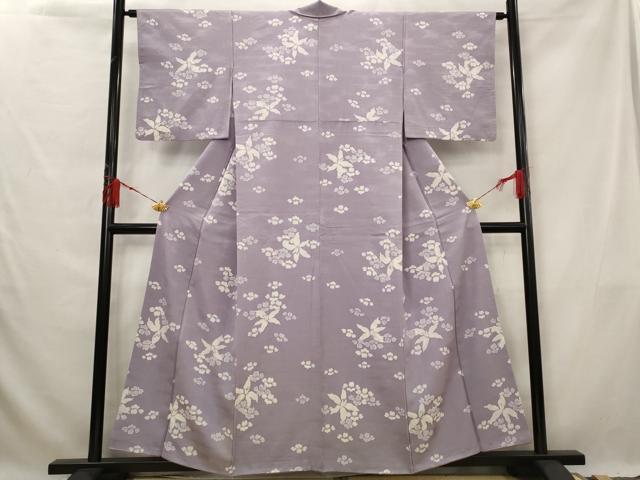 平和屋着物■上質な小紋　ろうけつ染め　舞花文　正絹　逸品　AABG3015st
