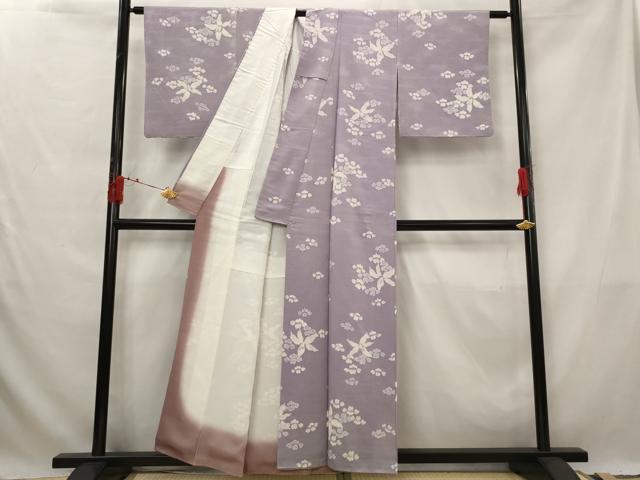 平和屋着物■上質な小紋　ろうけつ染め　舞花文　正絹　逸品　AABG3015st