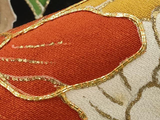 平和屋着物■豪華黒留袖　駒刺繍　草花文　金彩　正絹　逸品　AABG3025st