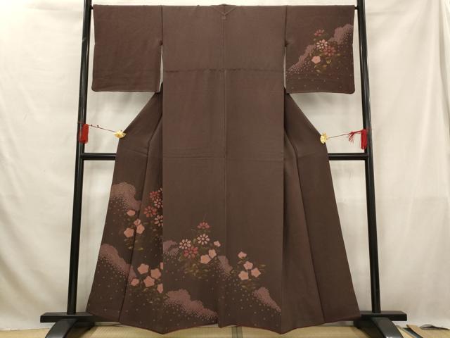 平和屋着物■訪問着　絞り　草花文　金彩　正絹　逸品　AABG3050st