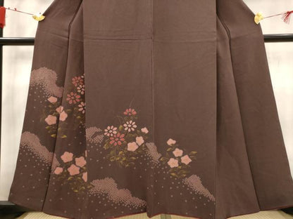 平和屋着物■訪問着　絞り　草花文　金彩　正絹　逸品　AABG3050st