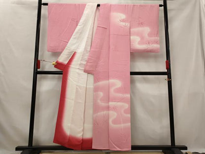 平和屋着物■訪問着　笹竹地紋　暈し染め　正絹　逸品　AABG3069st