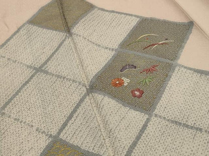平和屋着物■訪問着　絞り　刺繍　松竹梅　金彩　正絹　逸品　AABG3075st