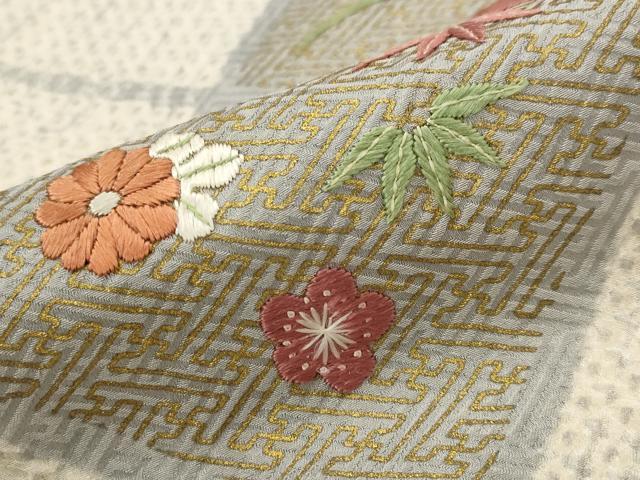 平和屋着物■訪問着　絞り　刺繍　松竹梅　金彩　正絹　逸品　AABG3075st