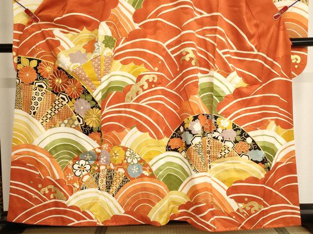 平和屋着物■豪華振袖　駒刺繍　片輪車花文　金彩　正絹　逸品　AABG3088ja
