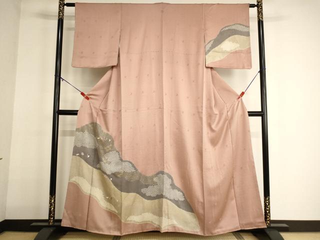 平和屋着物■訪問着 絞り 刺繍 道長吹き寄せ花文 金糸 金彩 正絹 逸品 未使用 AABG3089ja