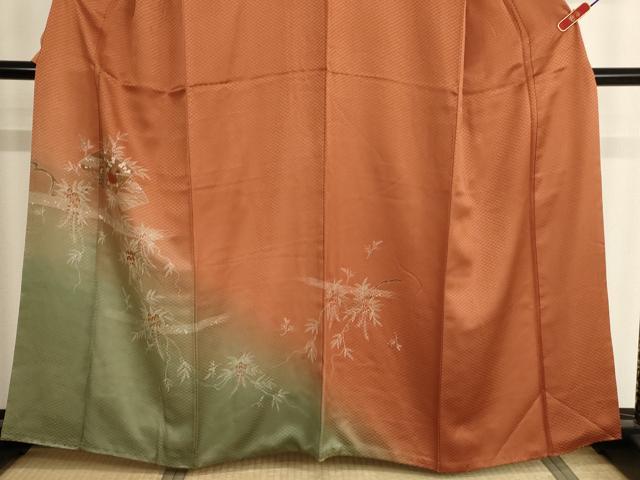 平和屋着物■訪問着　刺繍　地紙花文　暈し染め　正絹　逸品　AABG3101ja